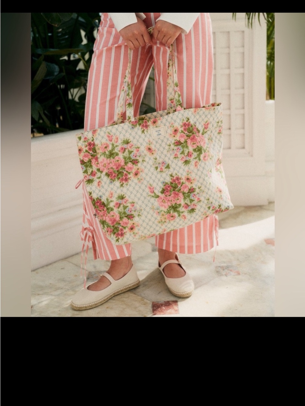 Sezane Cotton Floral Tote Bag